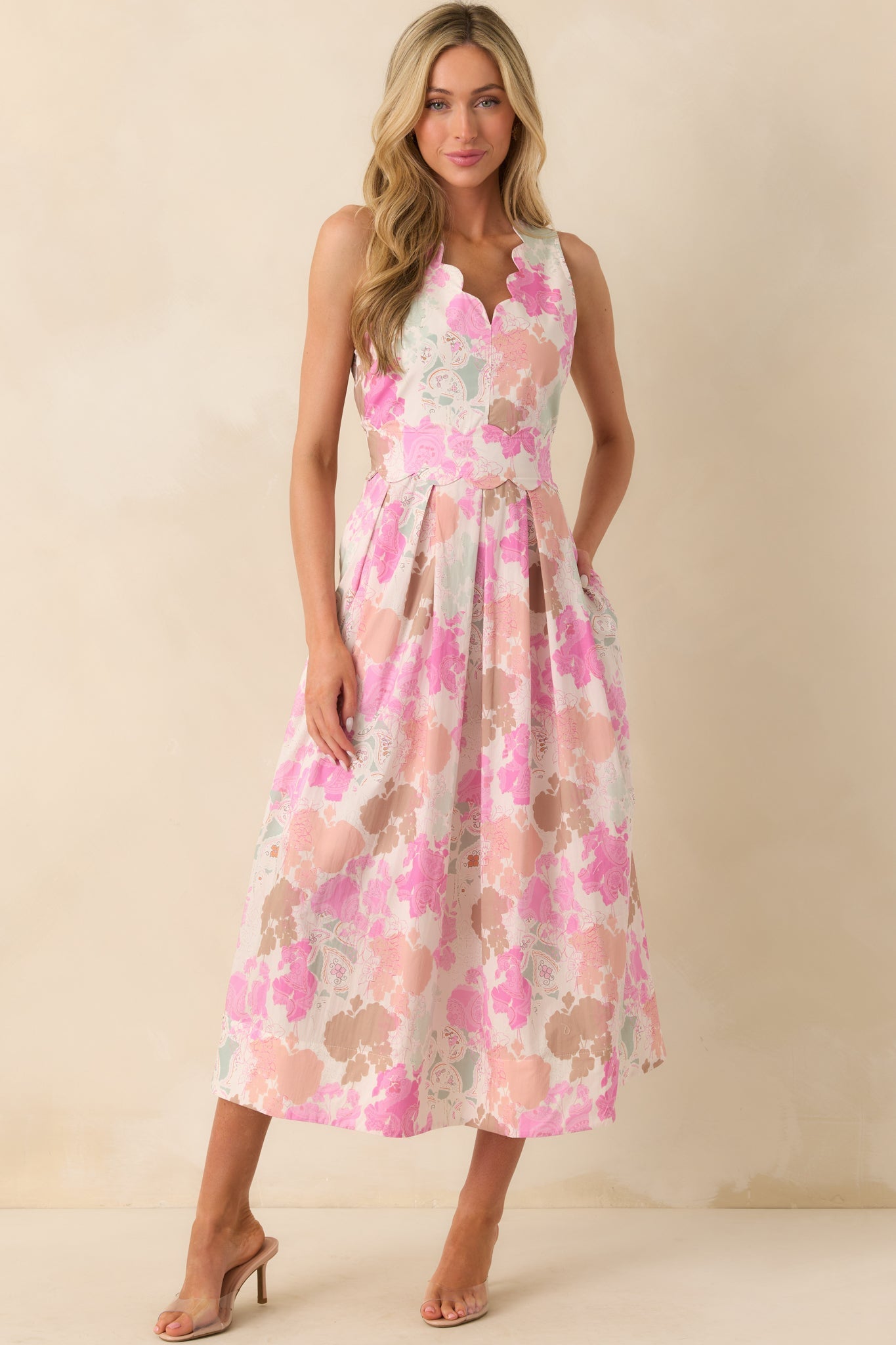 Soft Spot For You Pink Abstract Floral Print Maxi Dress