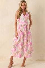 Soft Spot For You Pink Abstract Floral Print Maxi Dress