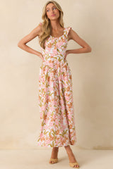 The Main Event Pink Floral Print Cotton Maxi Shirt Dress
