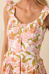 The Main Event Pink Floral Print Cotton Maxi Shirt Dress