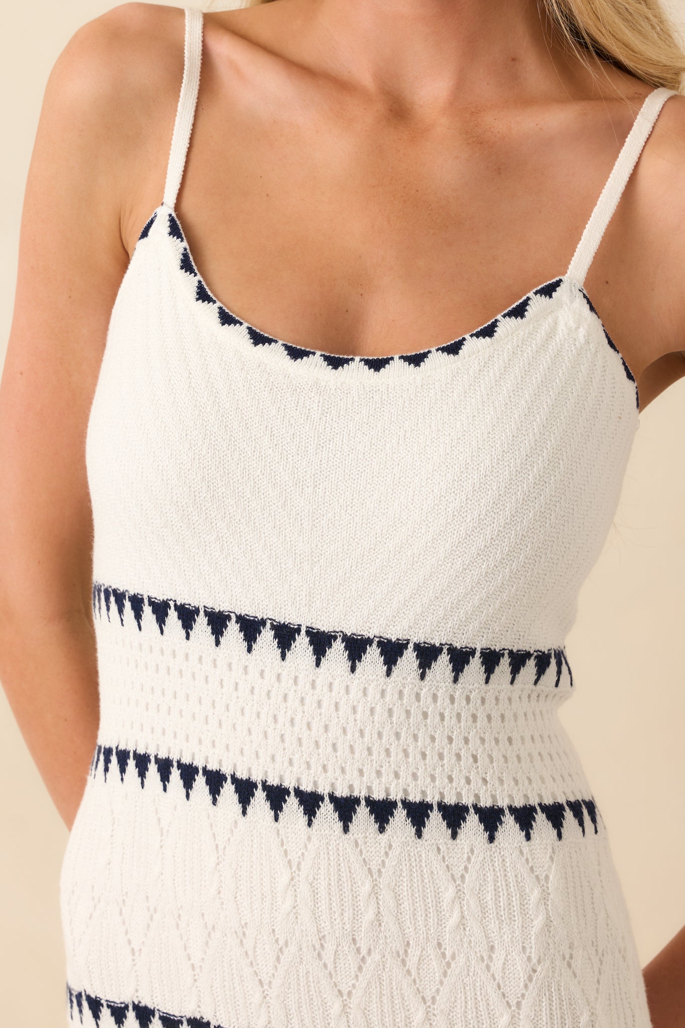 Z Supply White Cotton Catamaran Crochet Striped Maxi Dress