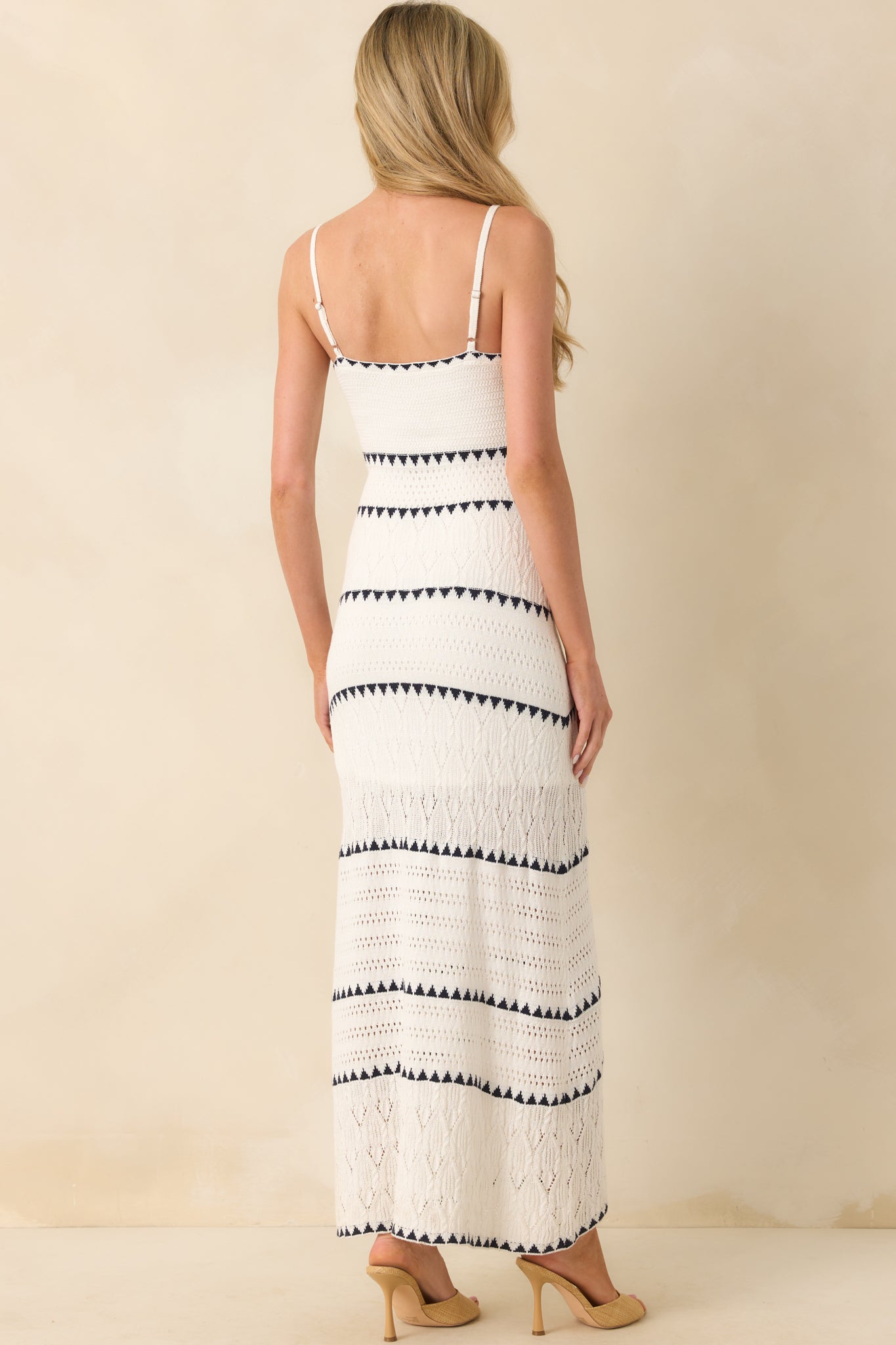 Z Supply White Cotton Catamaran Crochet Striped Maxi Dress