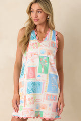 Prosperina Luisa Multi Print Cotton Shift Mini Dress