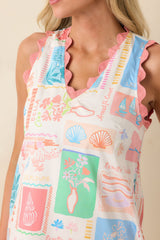 Prosperina Luisa Multi Print Cotton Shift Mini Dress