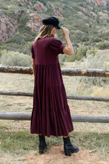 Amanda Tiered Dress in Burgundy - FINAL SALE