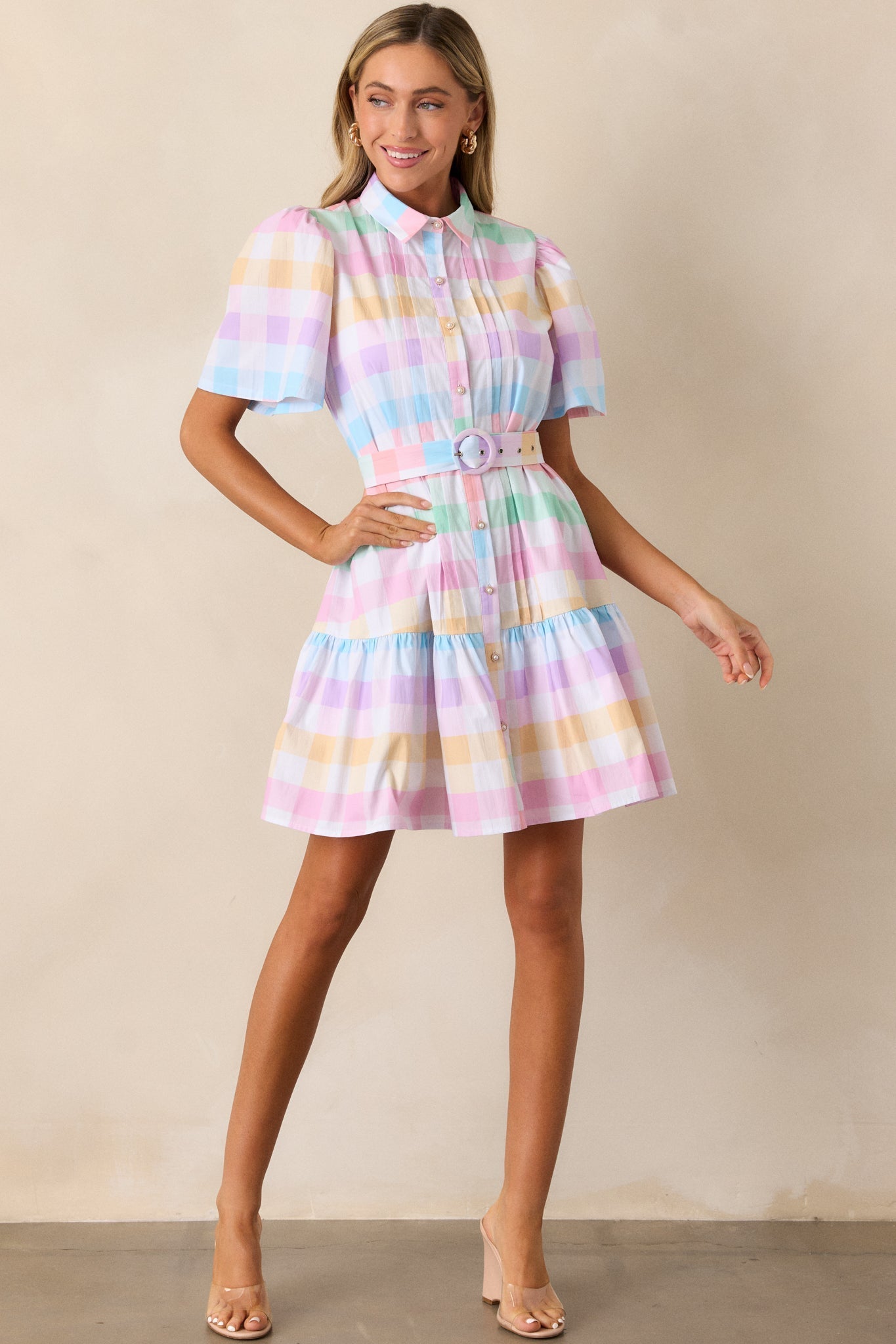 Fairfax Pastel Plaid Cotton Mini Dress