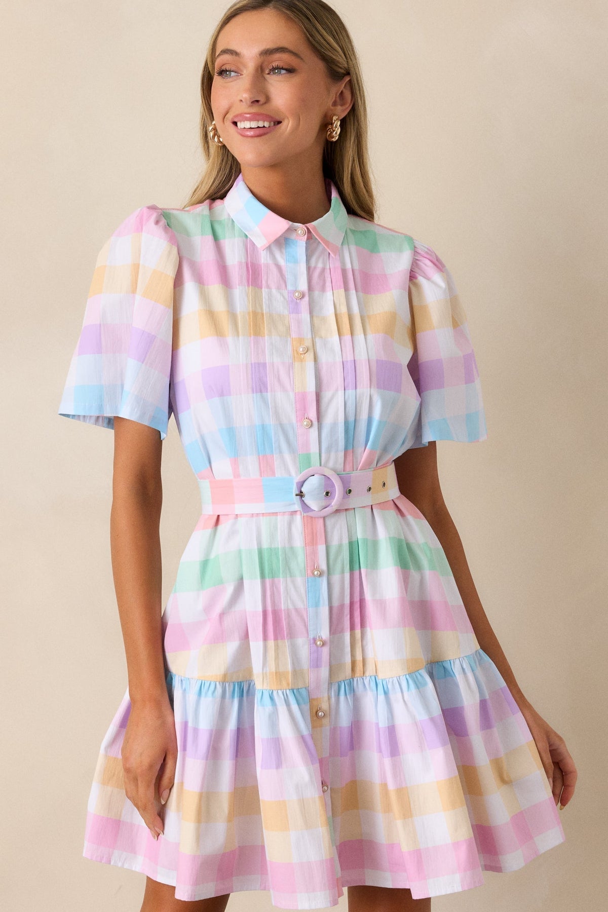 Fairfax Pastel Plaid Cotton Mini Dress