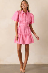 Fairfax Geranium Pink Cotton Mini Dress