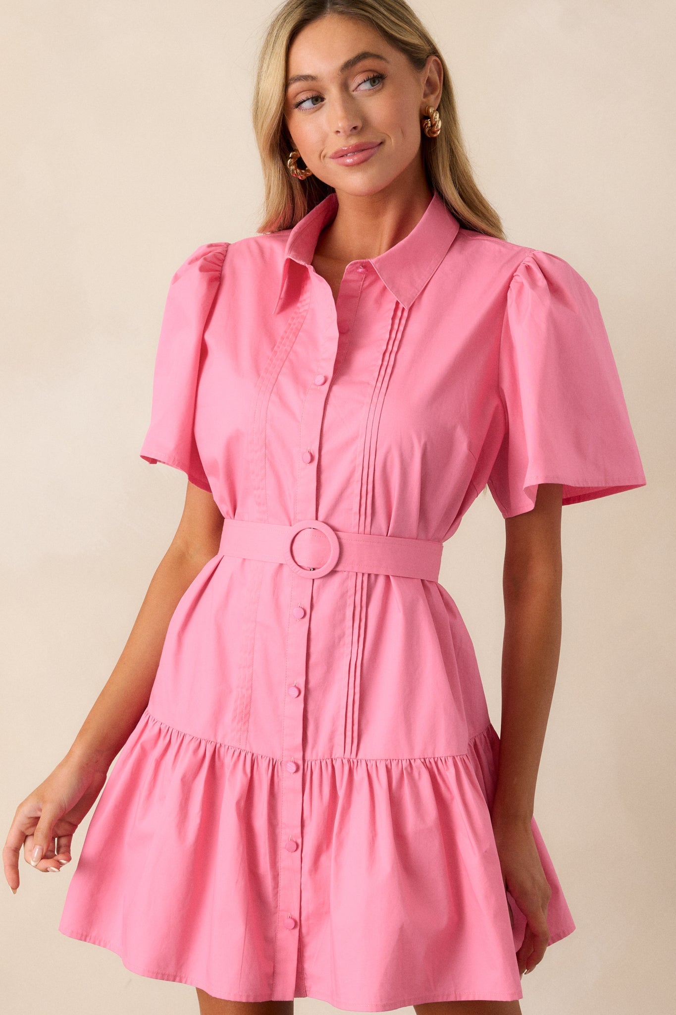 Fairfax Geranium Pink Cotton Mini Dress