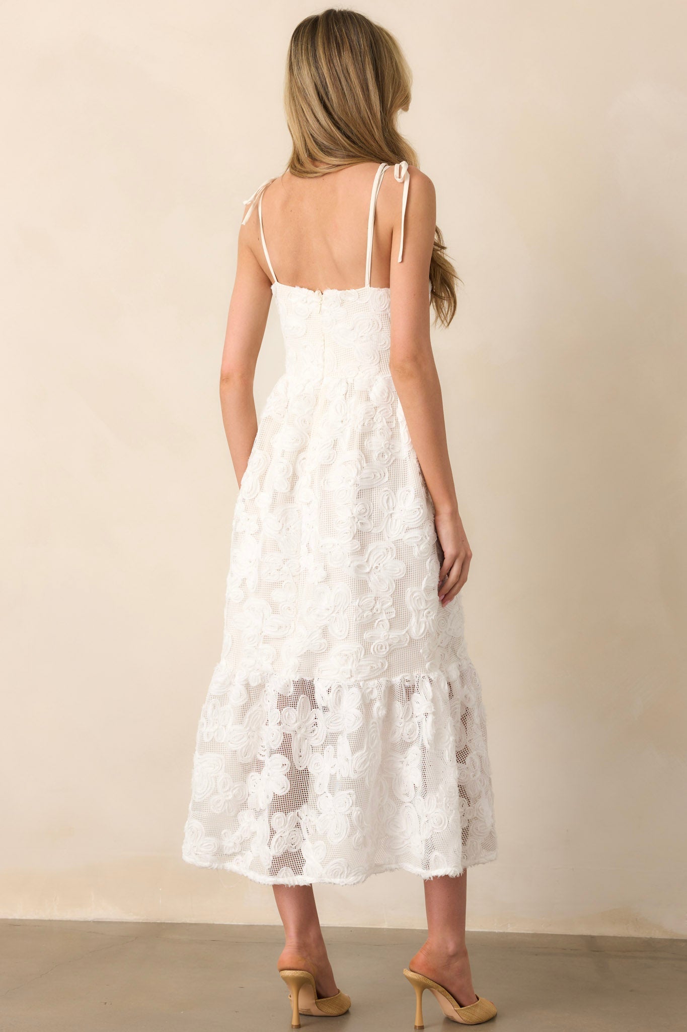 World of Possibilities Ivory Floral Lace Maxi Dress