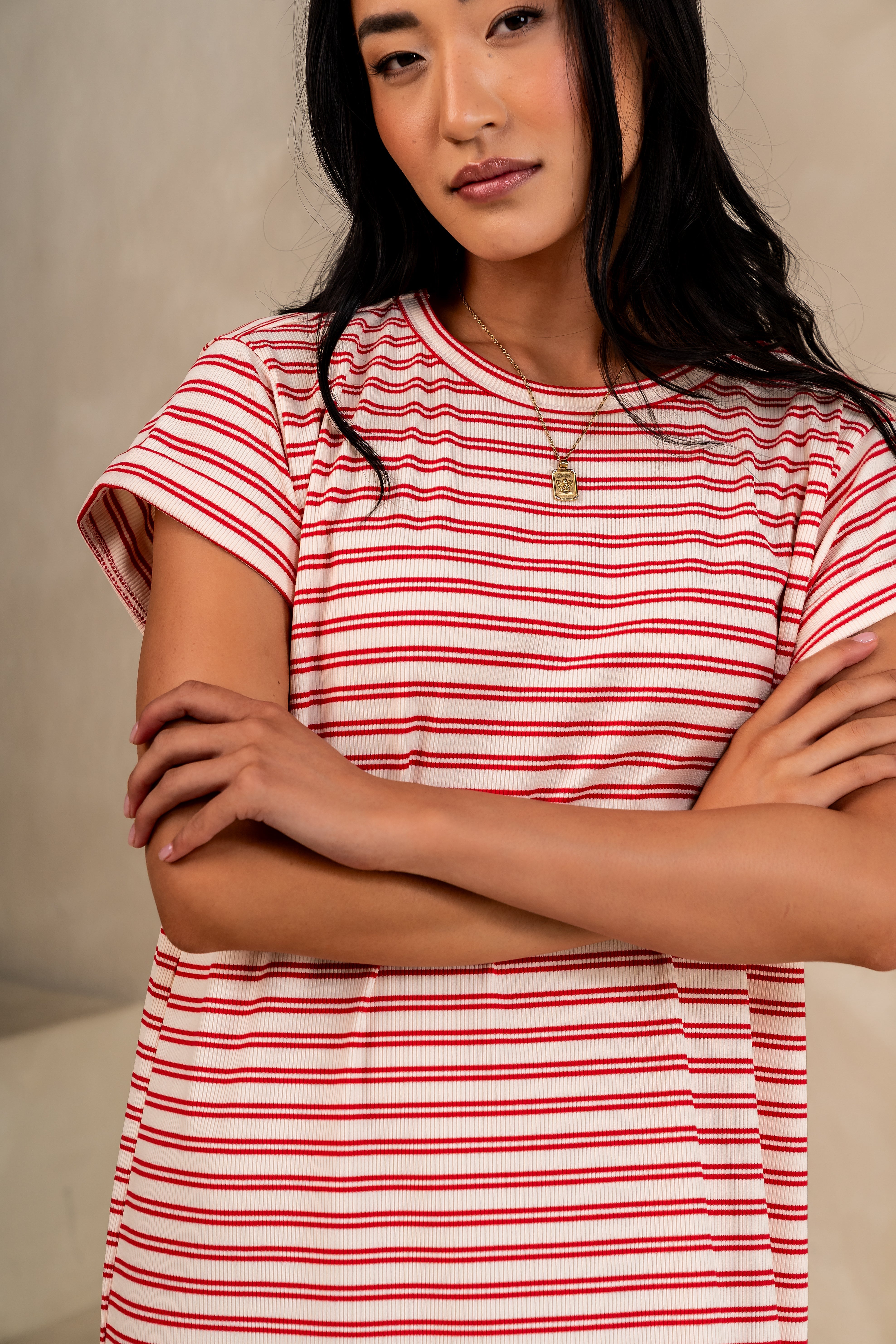 Esme Striped Maxi Dress in Red