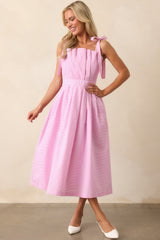Sloane Peony Pink Stripe Cotton Midi Dress