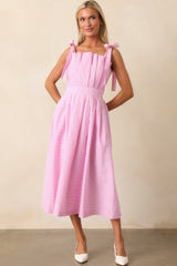 Sloane Peony Pink Stripe Cotton Midi Dress