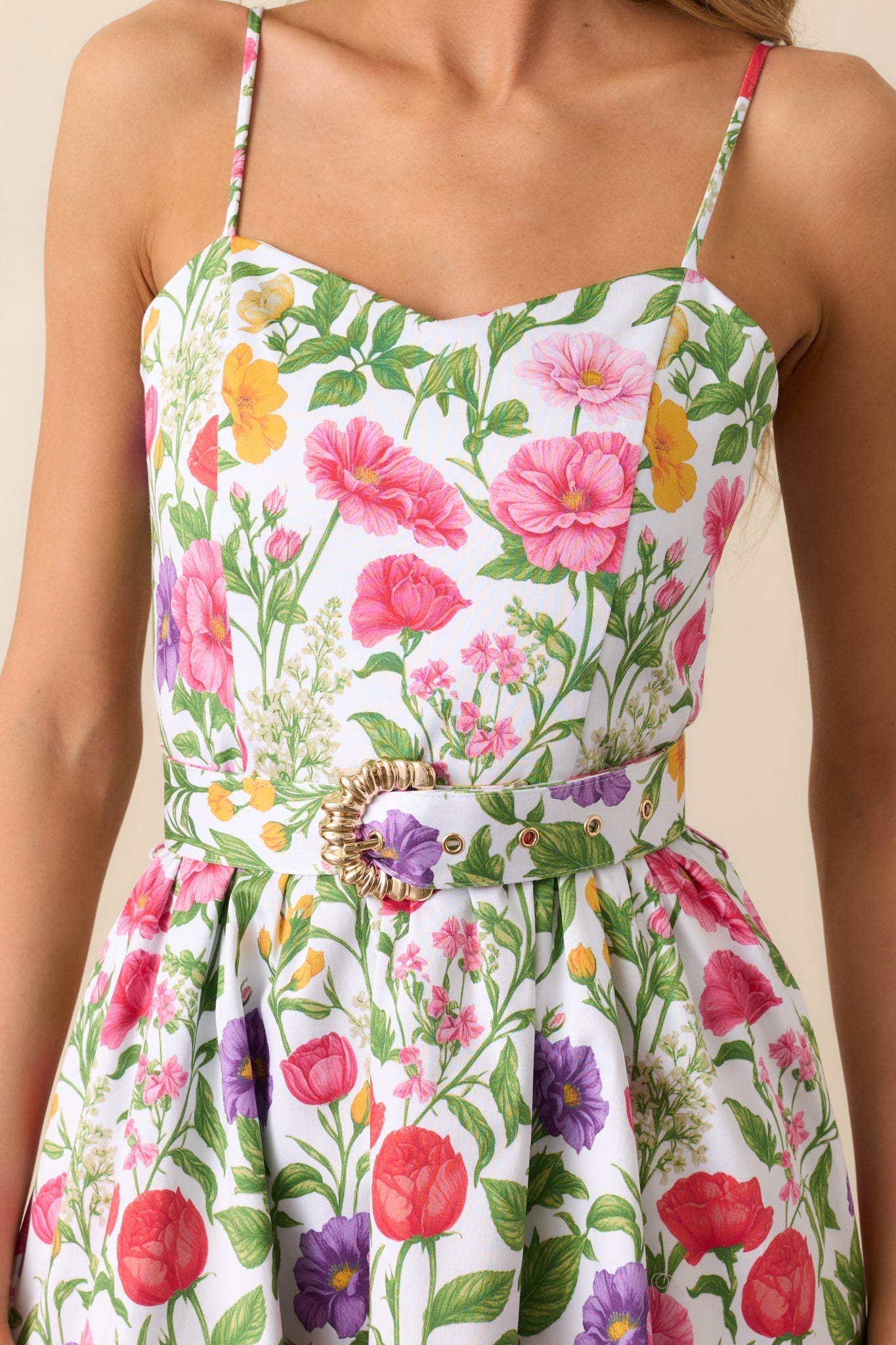 Lauren Secret Garden Floral Belted Cotton Midi Dress