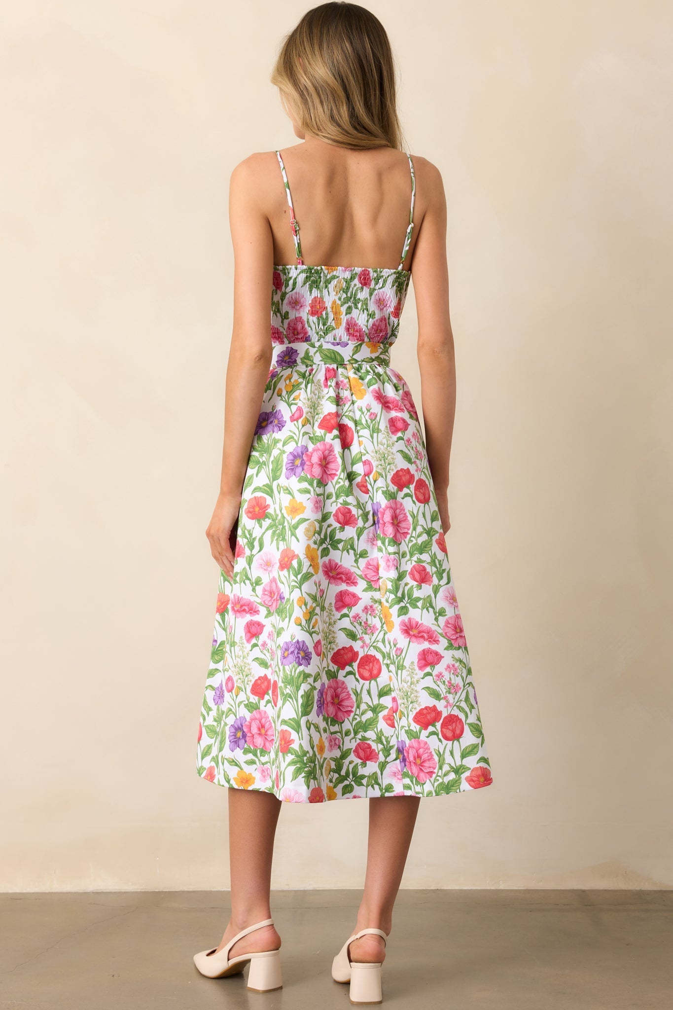 Lauren Secret Garden Floral Belted Cotton Midi Dress