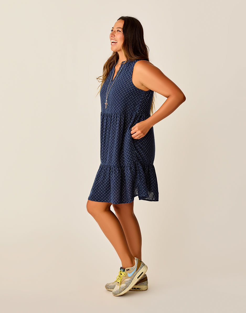 Nellie Linen Dress: Navy Disco