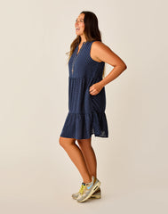 Nellie Linen Dress: Navy Disco