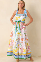 Prosperina Gemma Multi Print Linen Blend Maxi Dress