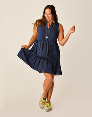 Nellie Linen Dress: Navy Disco