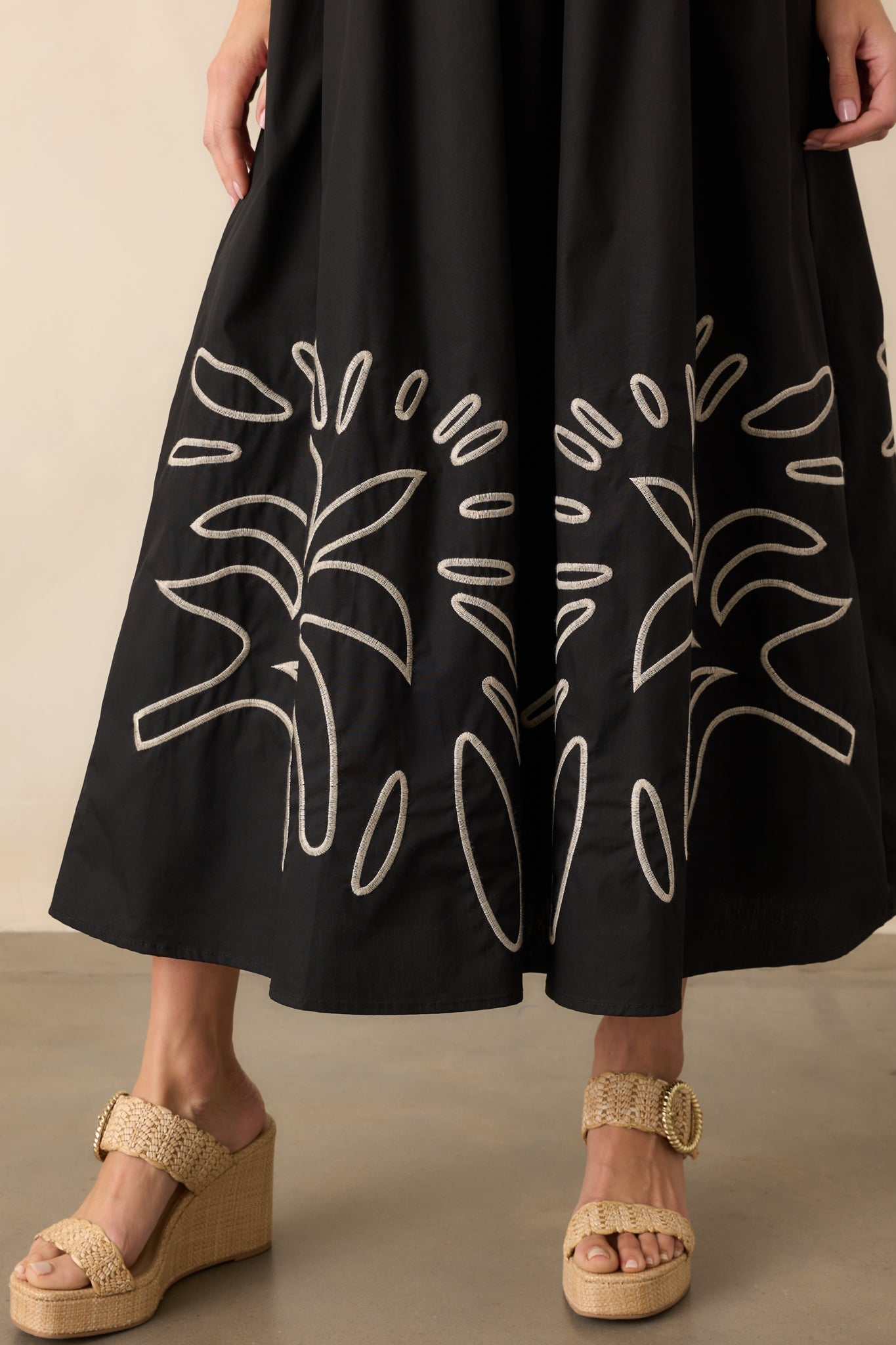 Makes Perfect Sense Black Cotton Embroidered Maxi Dress