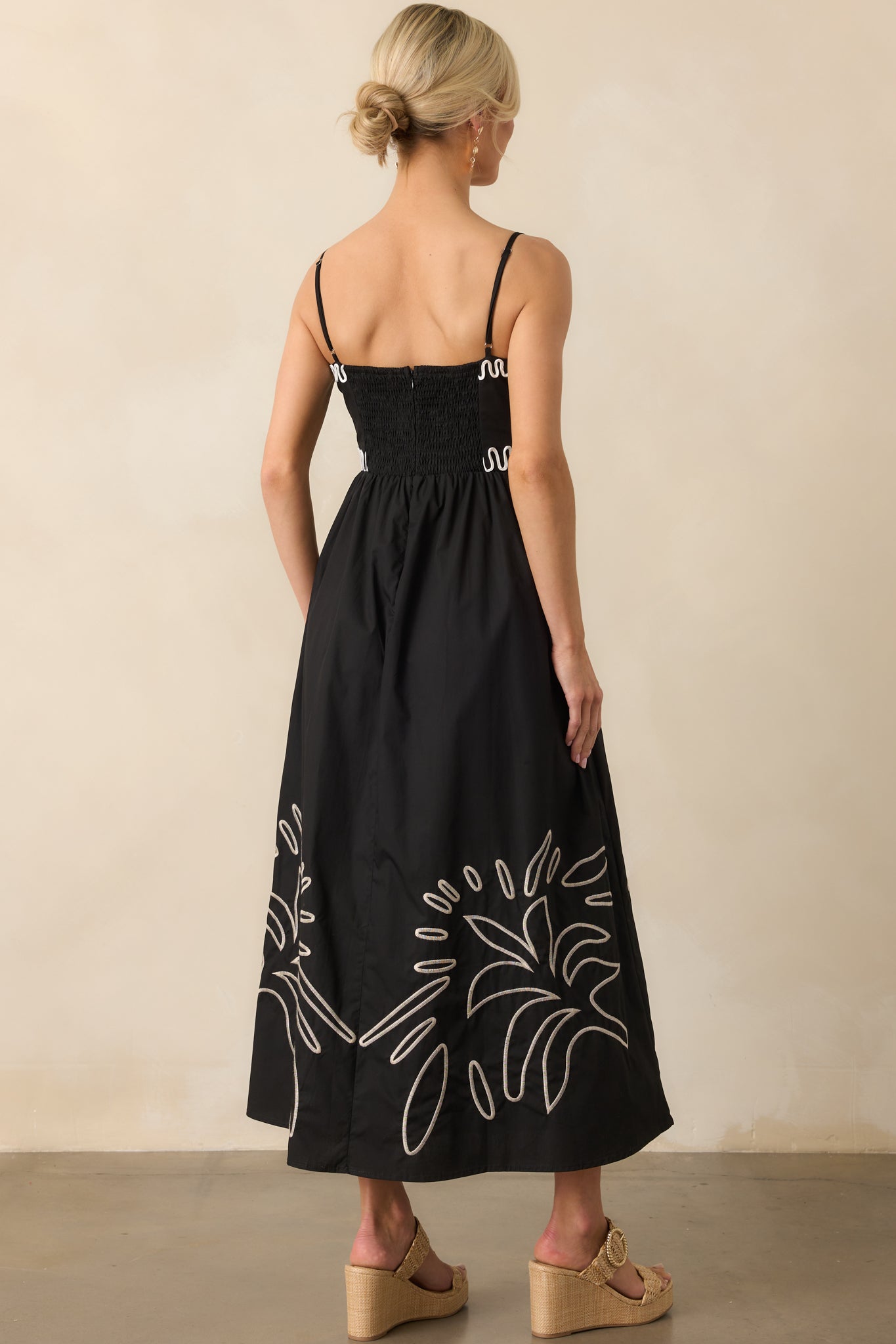 Makes Perfect Sense Black Cotton Embroidered Maxi Dress