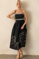 Makes Perfect Sense Black Cotton Embroidered Maxi Dress