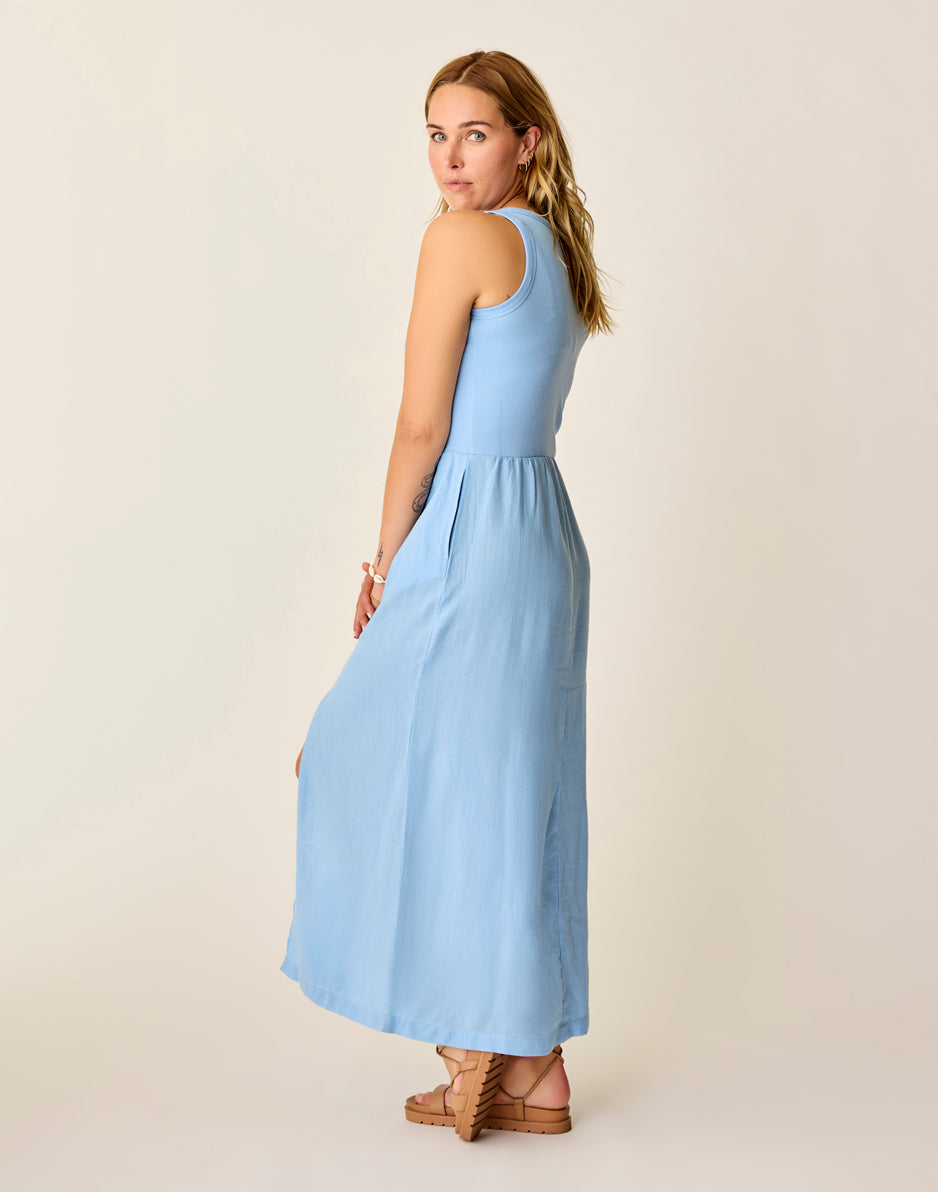 Lark Linen Dress: Sky Blue Chambray