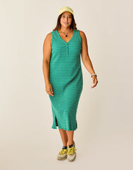 Elodie Rib Dress: Jade Stripe