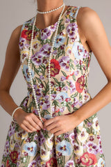 Garden Bloom Natural Floral Embroidered Mini Dress