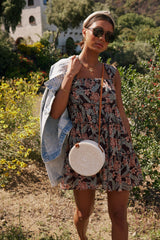 Shawn Floral Mini Dress in Brown