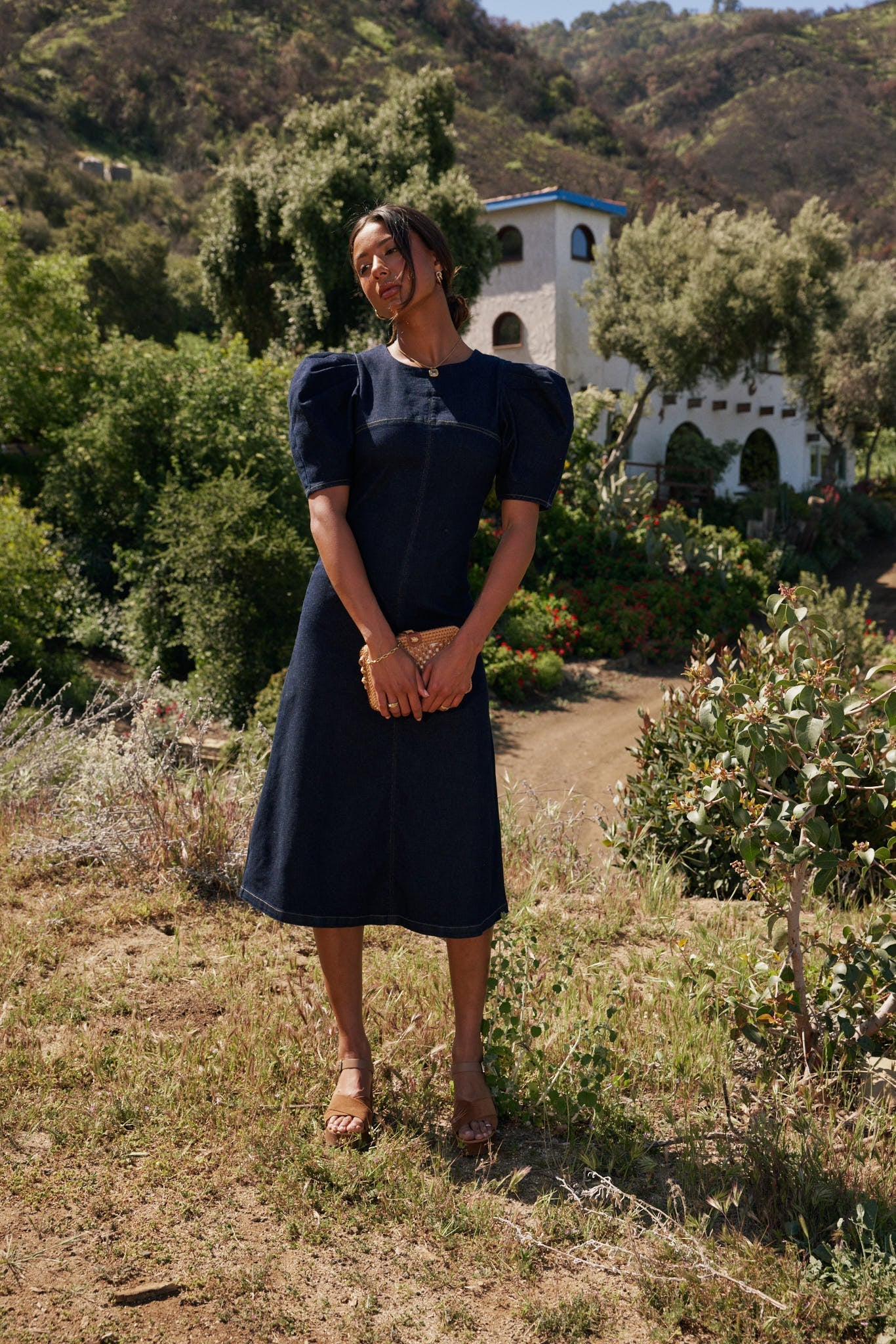 Campbell Denim Dress in Dark Wash