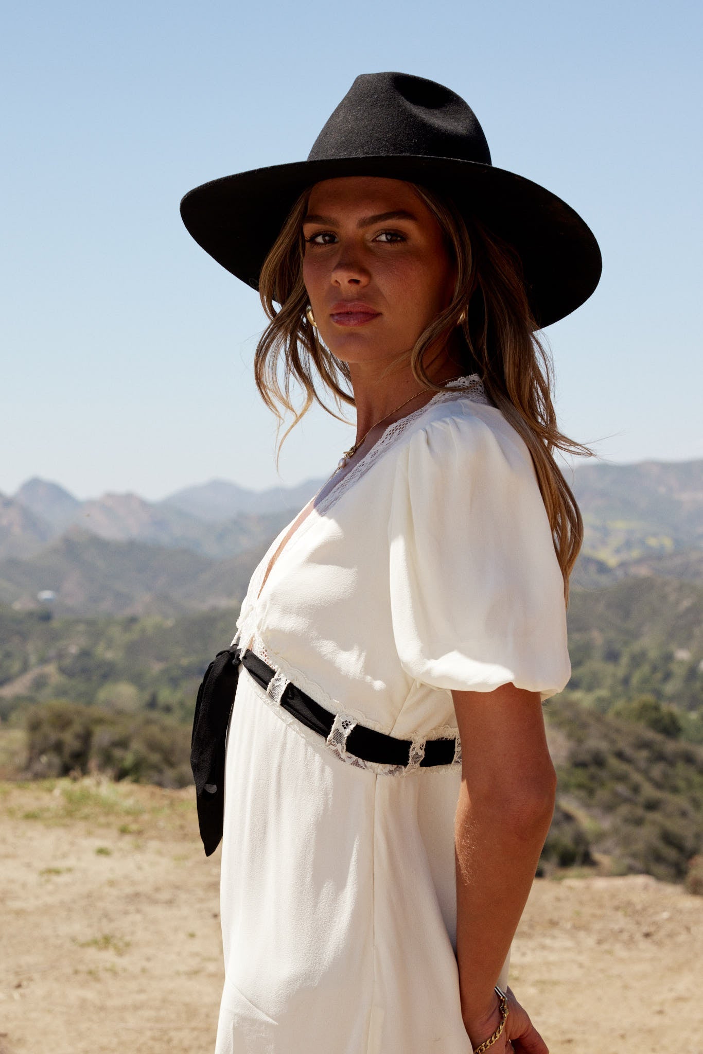 Selah Lace Trim Midi Dress in Cream