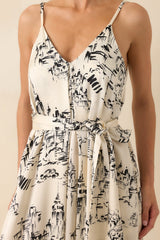 Nothing Ever Changed Ivory & Black Print Satin Maxi Dress