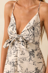 Just Fell Into Place Ivory Tropical Print Linen Blend Maxi Dress