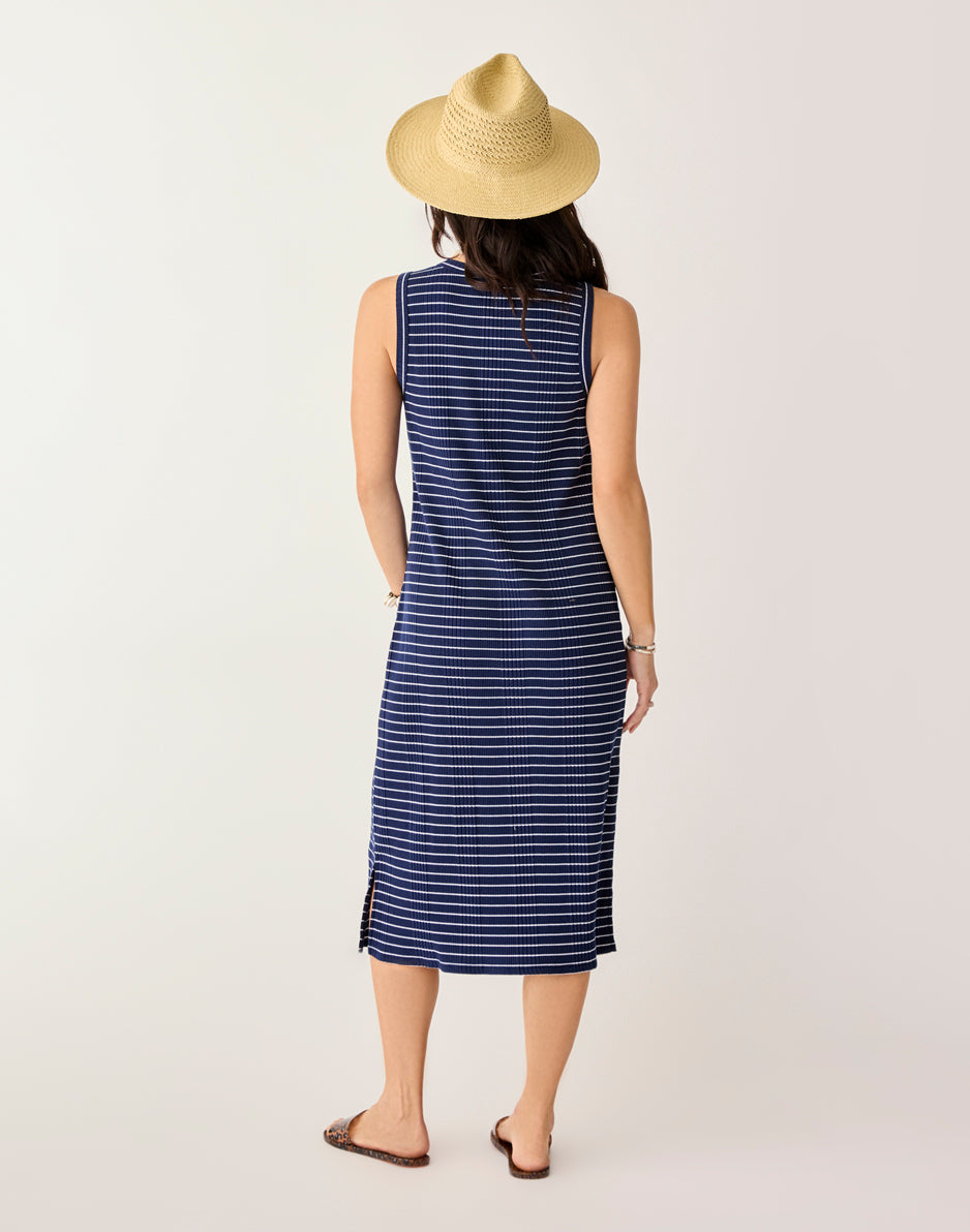 Elodie Rib Dress: Blue Stripe