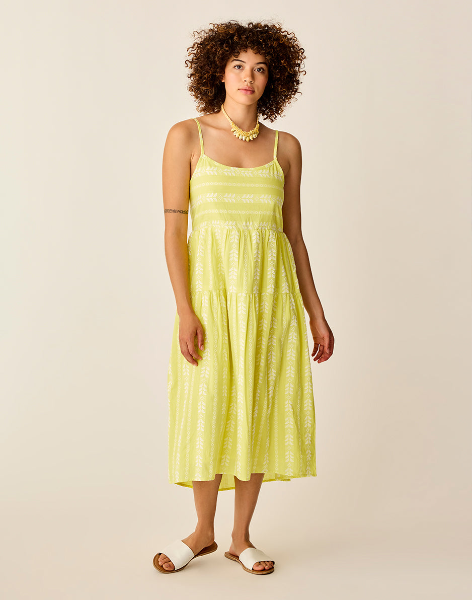 Jacey Textured Dress: Limeade Embroidered