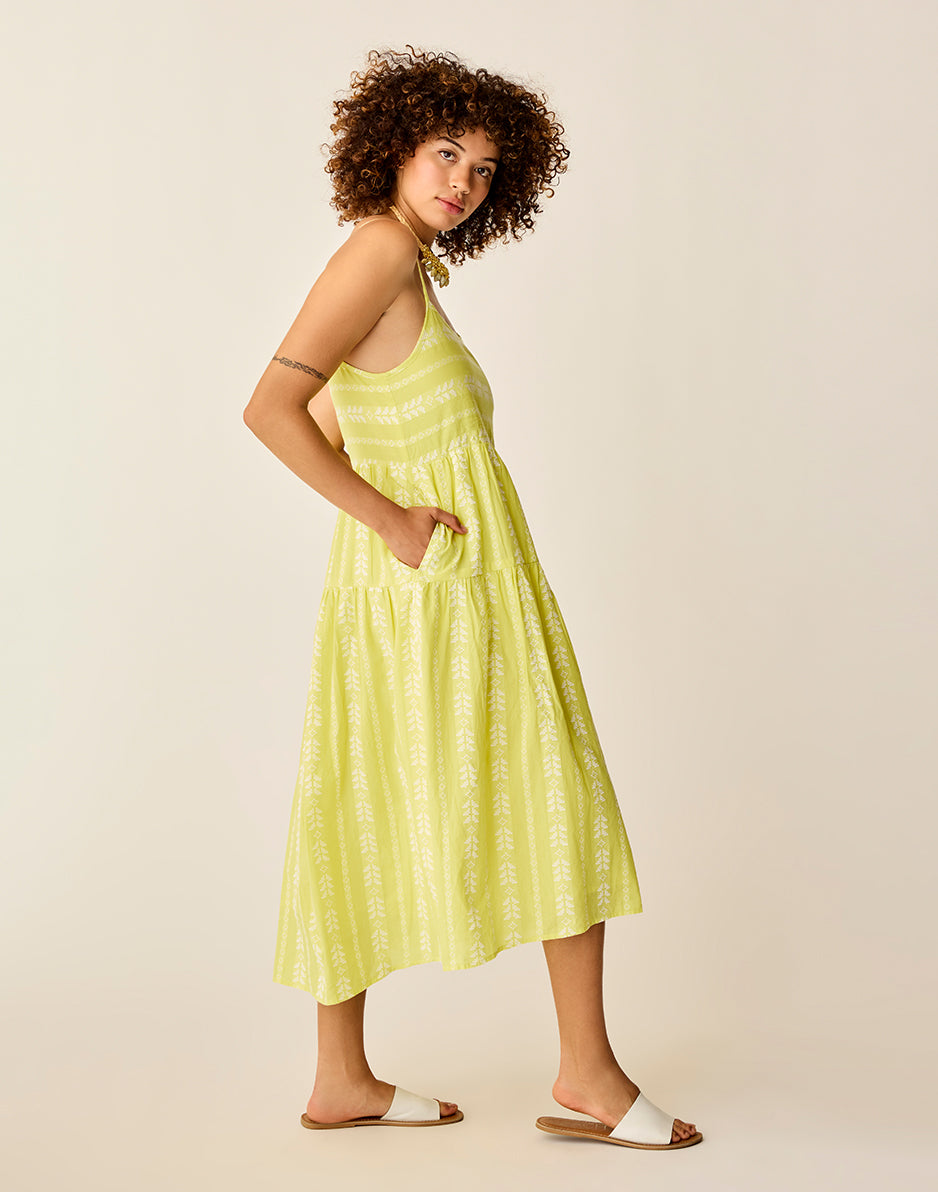 Jacey Textured Dress: Limeade Embroidered