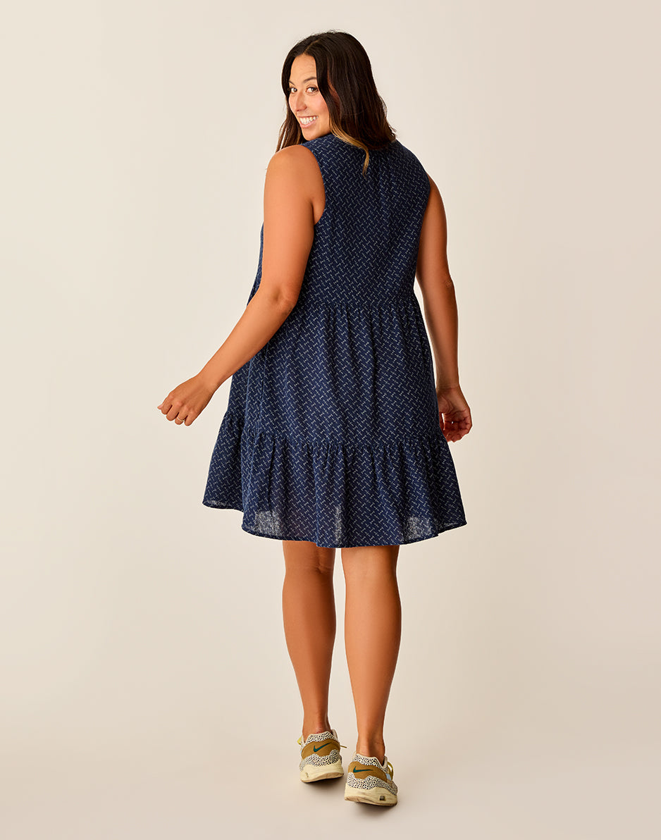 Nellie Linen Dress: Navy Disco