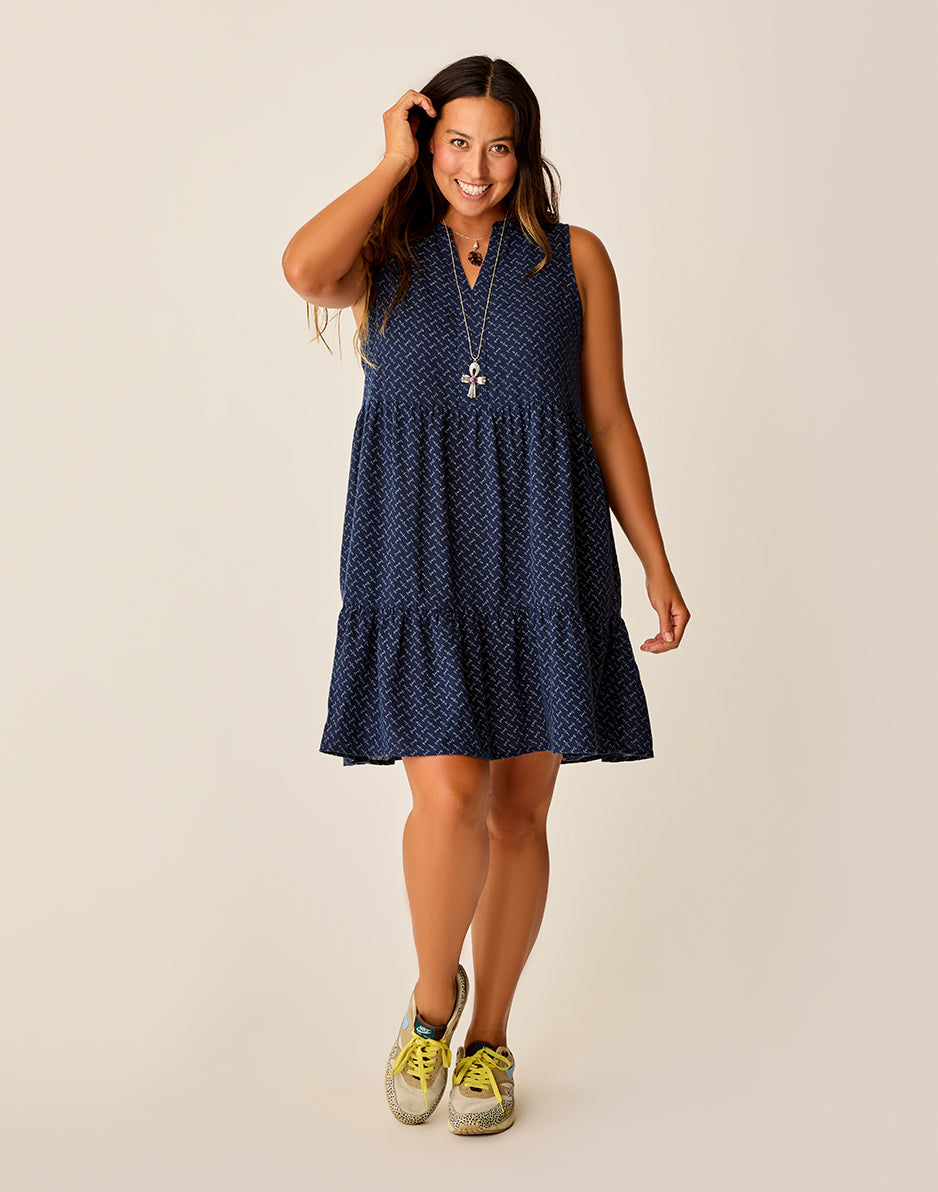 Nellie Linen Dress: Navy Disco