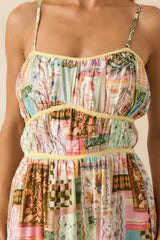 Had To Have It Light Green Multi Patchwork Linen Blend Maxi Dress