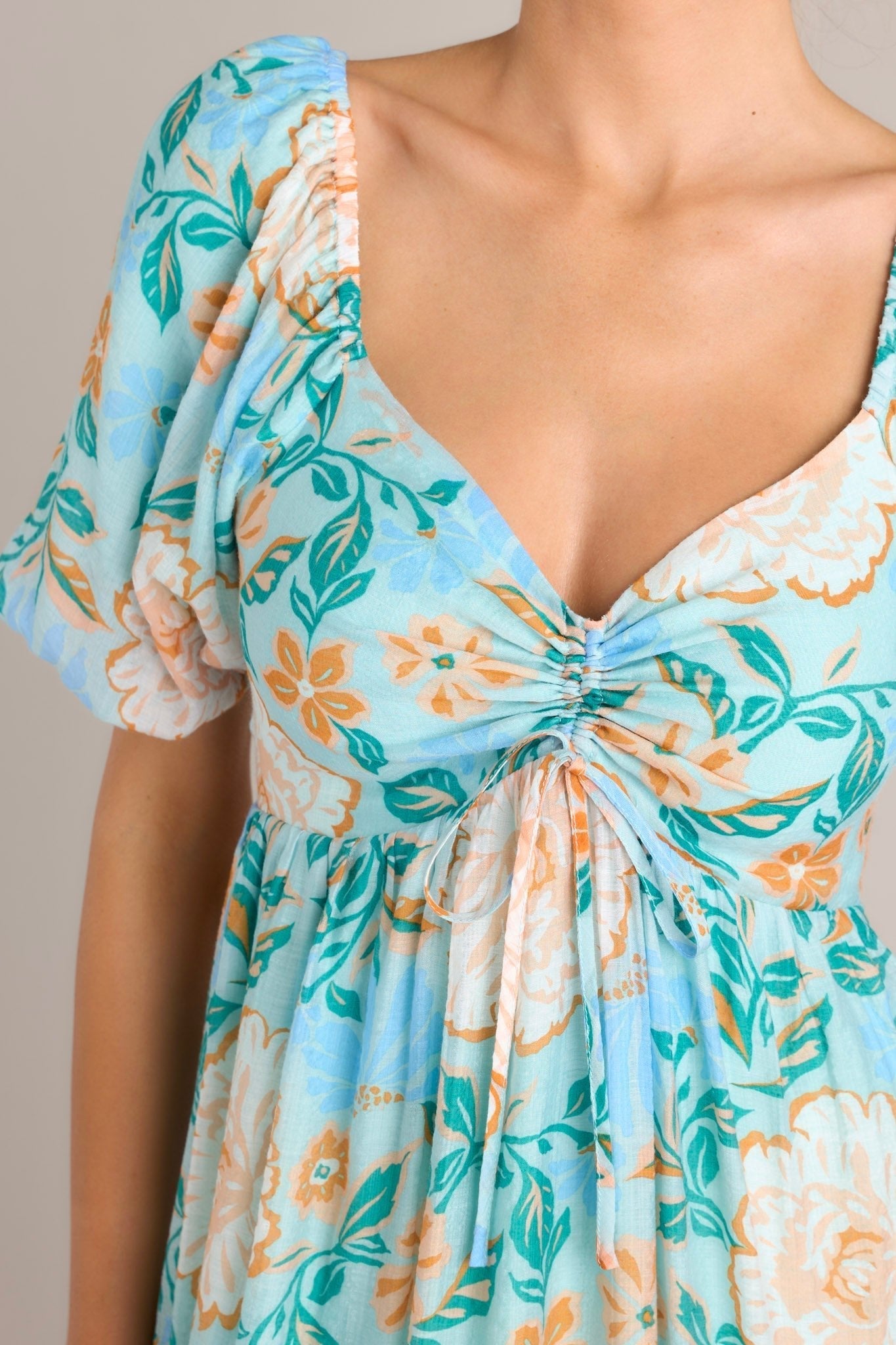 MINKPINK Evelyn Light Blue Puff Sleeve Midi Dress