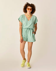 Sophie Linen Romper: Haze Chambray