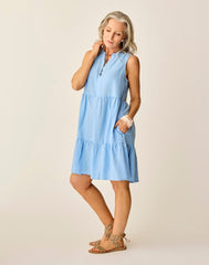 Nellie Linen Dress: Sky Blue Chambray