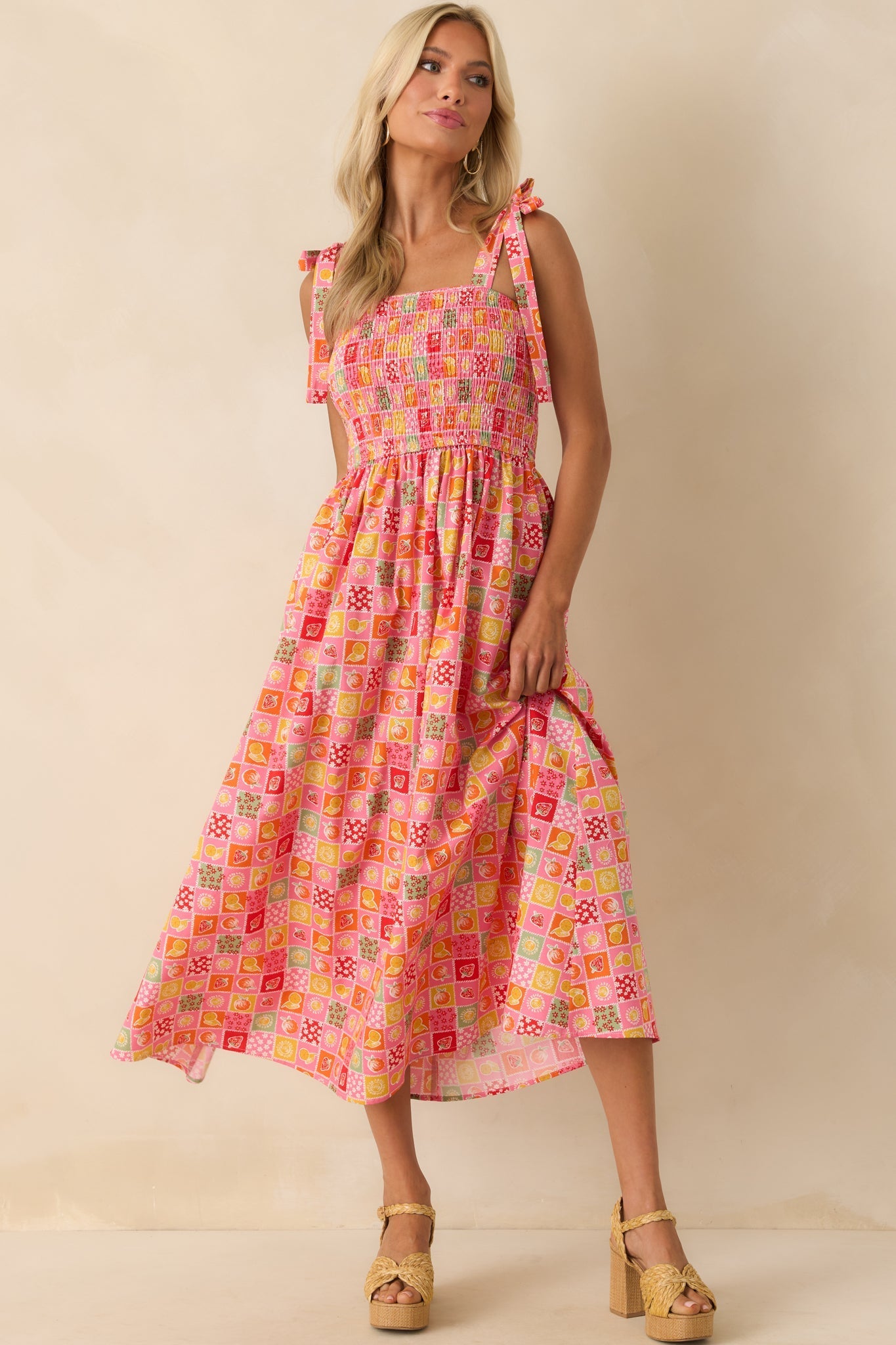 The Power Of Love Pink Multi Patchwork Print Maxi Dress