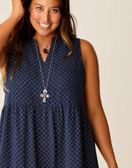 Nellie Linen Dress: Navy Disco