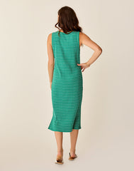 Elodie Rib Dress: Jade Stripe