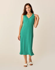 Elodie Rib Dress: Jade Stripe