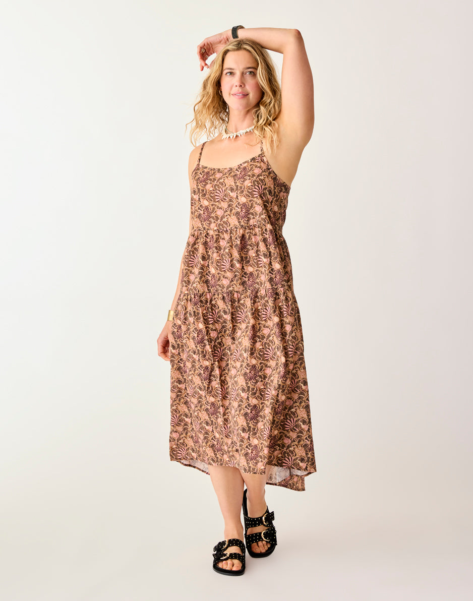Jacey Textured Dress: Rum Floral