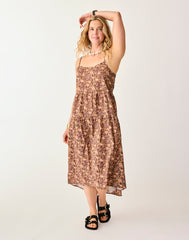 Jacey Textured Dress: Rum Floral